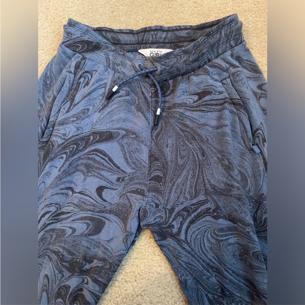 Athleta Girl Blue Marble-Pattern Jogger Pants - Picture 3 of 6